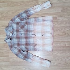 Rvca flannel shirt with camp life design on back - size medium